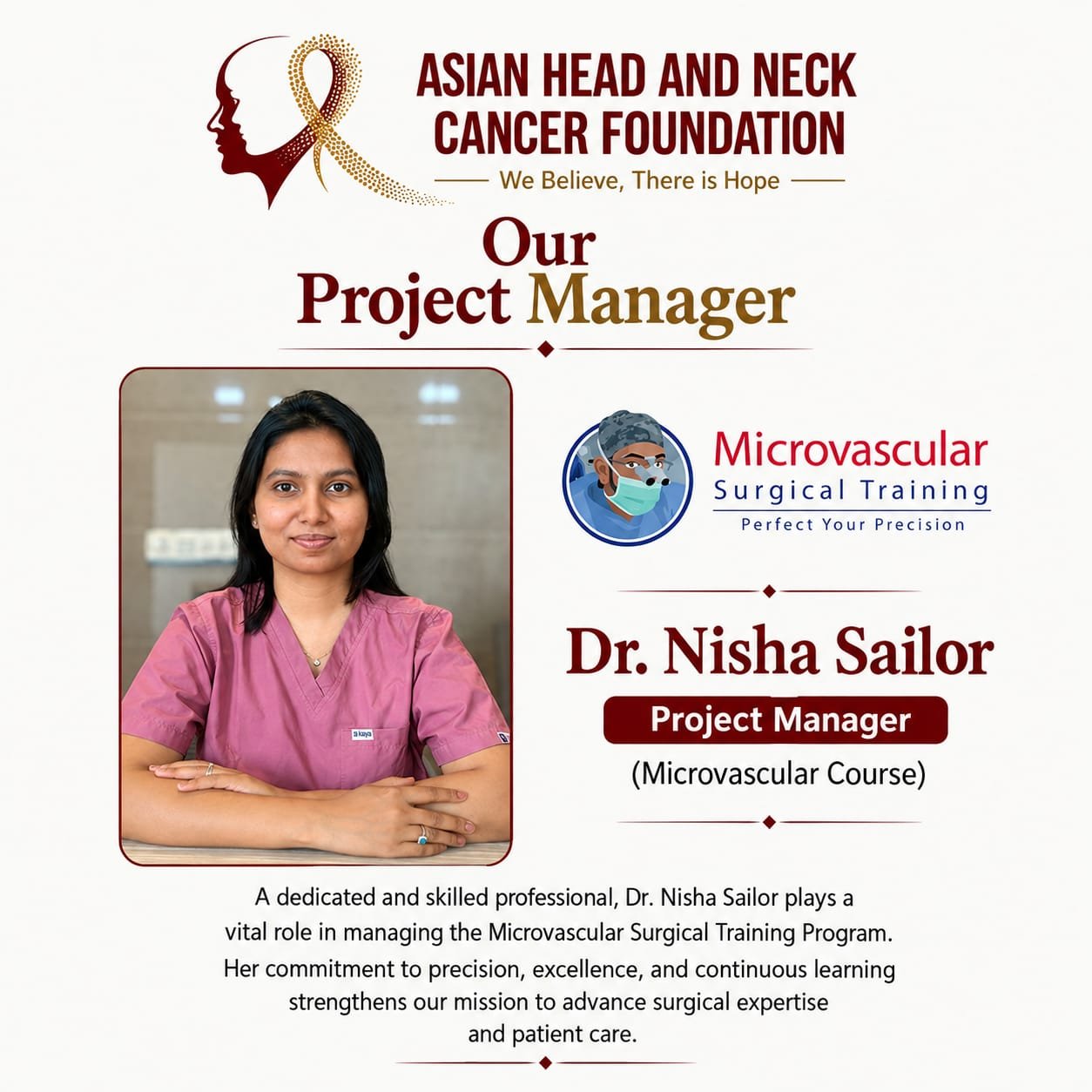 Dr. Nisha Sailor - Project Manager